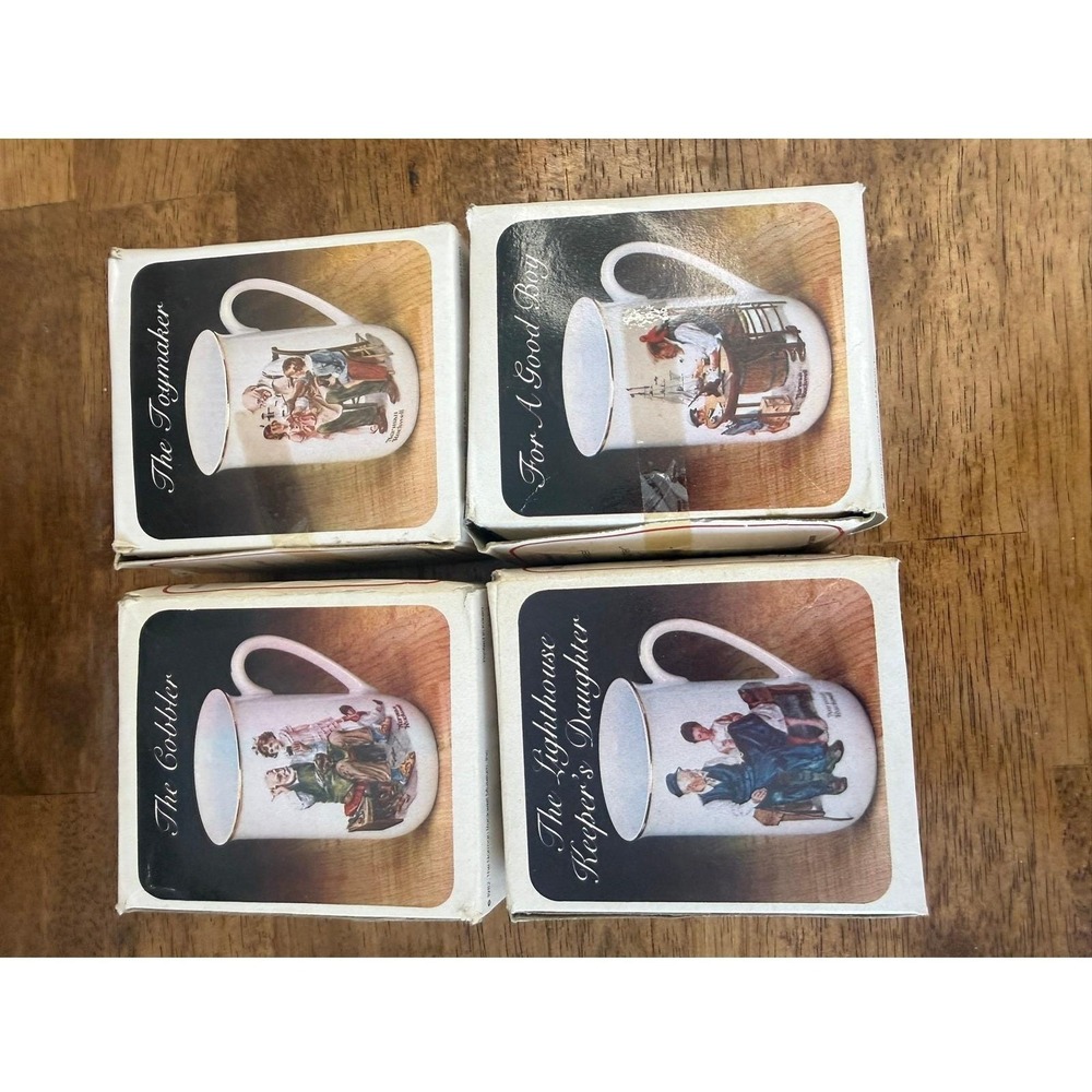 Norman Rockwell Collector Porcelain Mug‎ Set Vintage 1982 Rockwell Museum Boxed - Picture 11 of 14